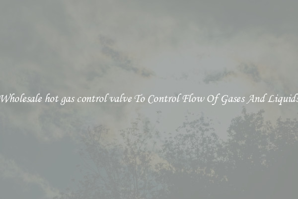 Wholesale hot gas control valve To Control Flow Of Gases And Liquids