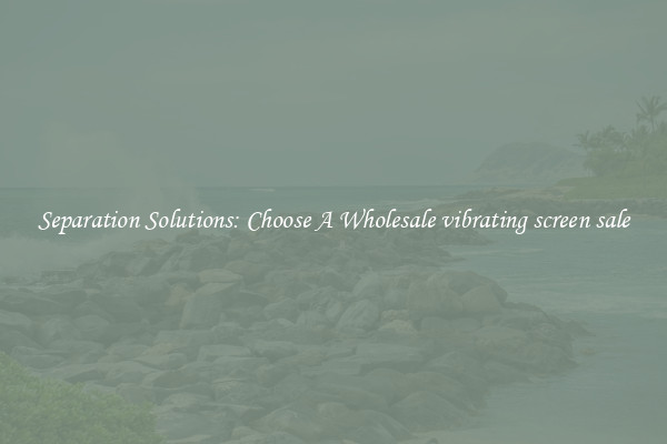 Separation Solutions: Choose A Wholesale vibrating screen sale