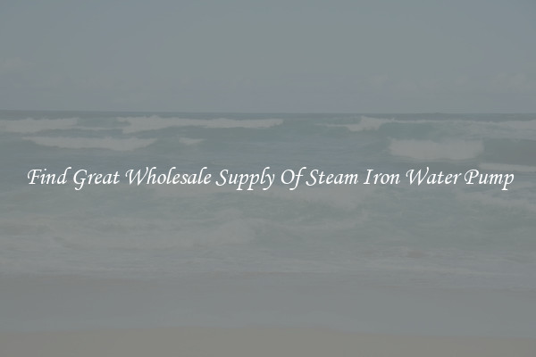 Find Great Wholesale Supply Of Steam Iron Water Pump